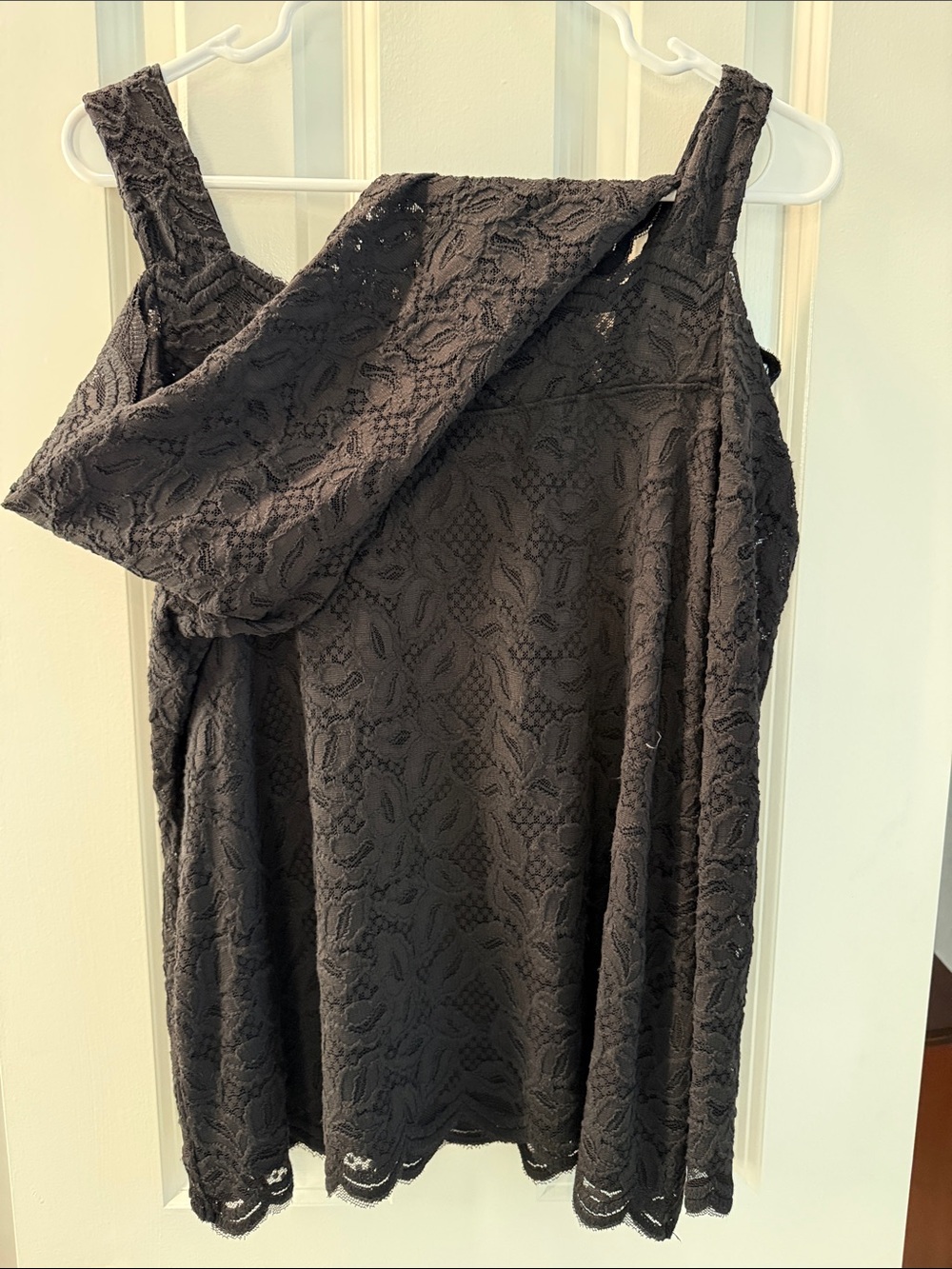 Chico's Black Cold Shoulder Lace top the long sleeves